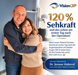 Dr. Şennur Haberal with patient Christian – 120 percent visual acuity on Day 1 post-op